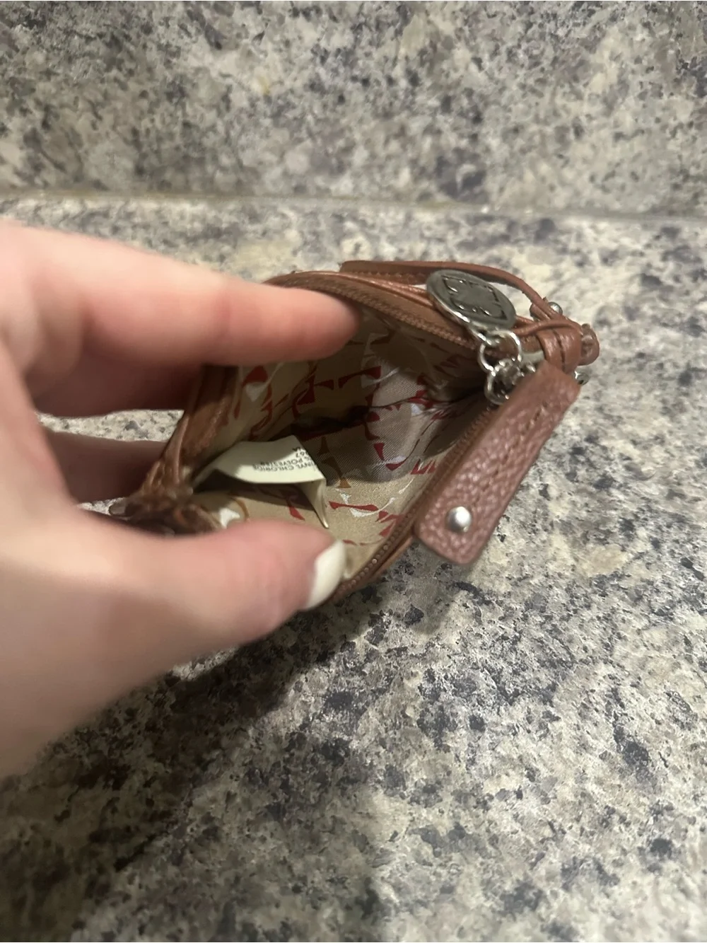 Leather Wristlet Pouch in Brown Liz Claiborne